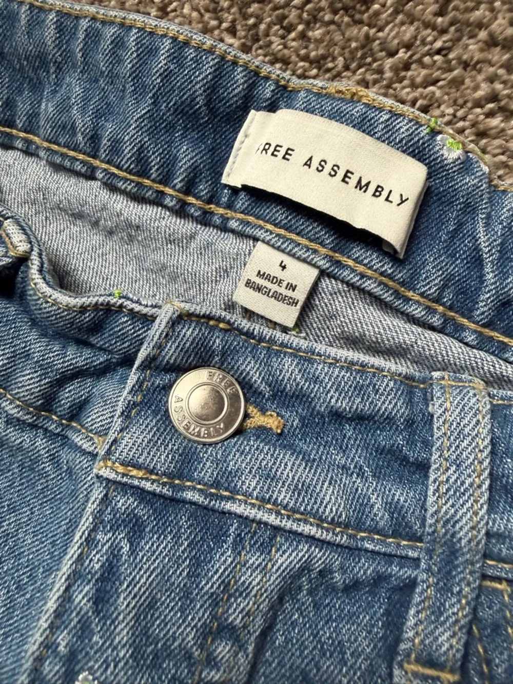 Floral cut off denim shorts
